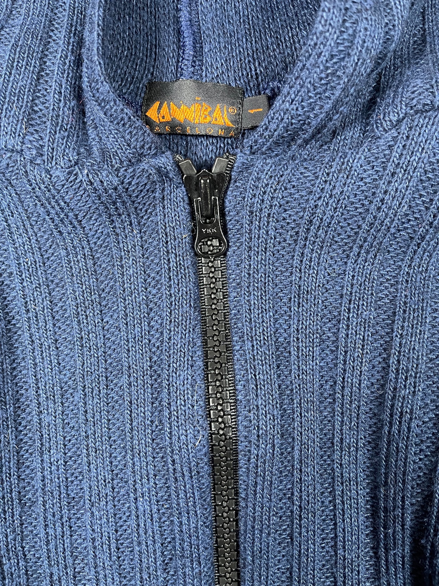 Y2k Cannibal Zip Through Knitted Hoodie Blue XS