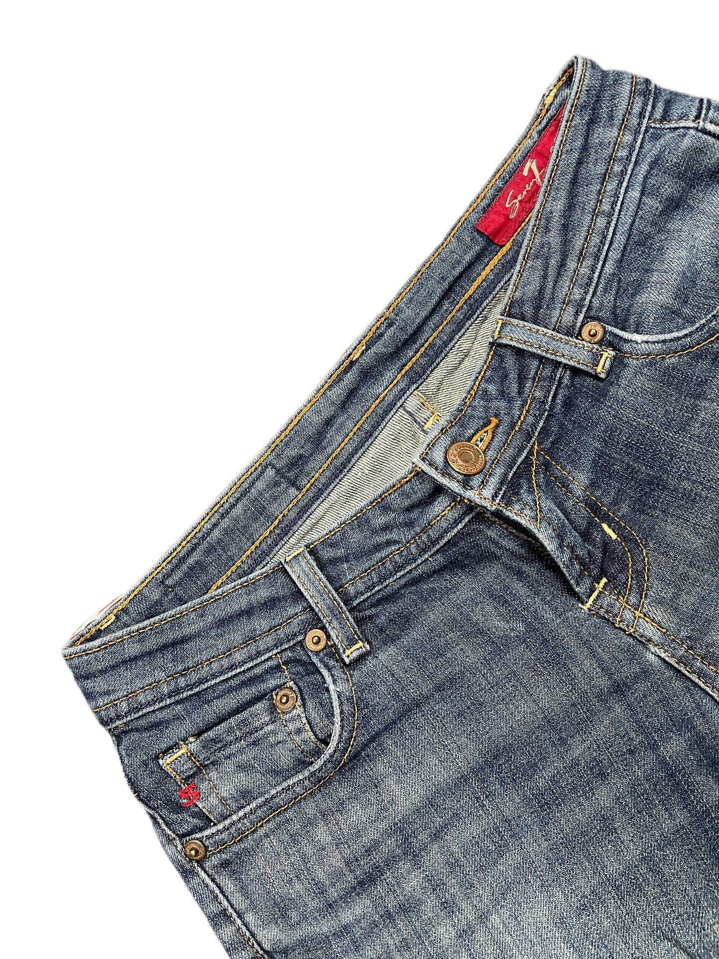 Y2k Seven Low Waist Boot Cut Denim Pants Blue XS