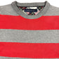 Y2k Tommy Hilfiger Knitted Sweatshirt Striped Red Gray - M