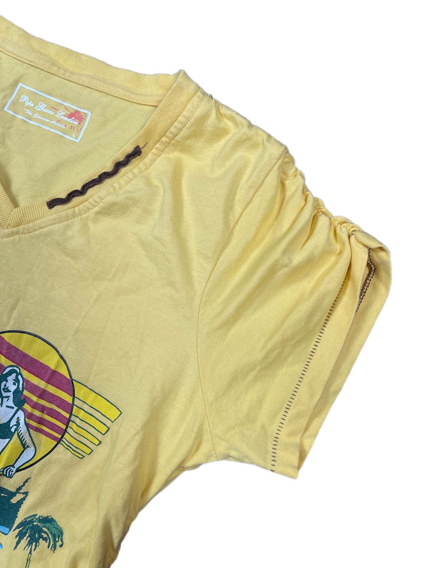 Pepe Jeans Short Sleeve Top Yellow - L