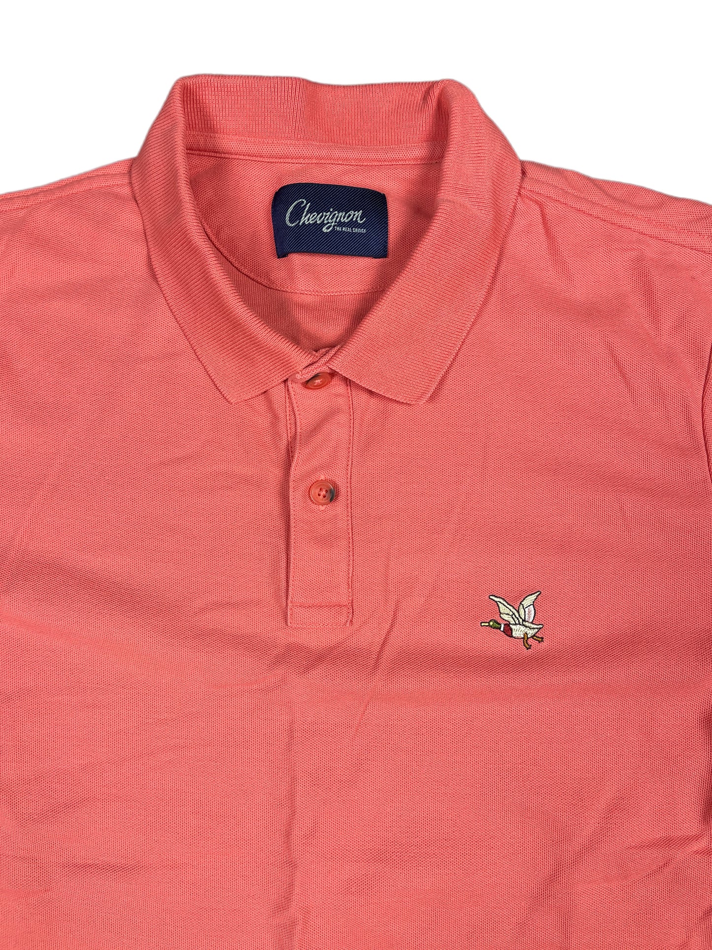 Y2k Chevignon Polo Shirt Salmon - M