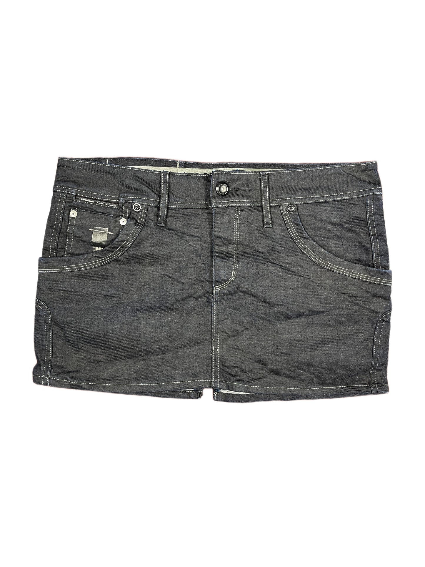 Y2k G-Star Raw Low Waist Mini Skirt Black - L