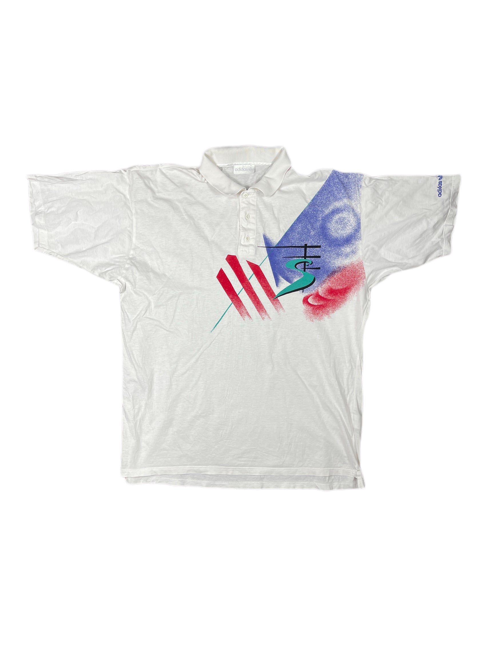 Vintage Adidas Tennis Polo Shirt White - L/XL