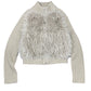 Stradivarius Knit Long Sleeve Fake Fur Zip Jacket Beige Gray - S