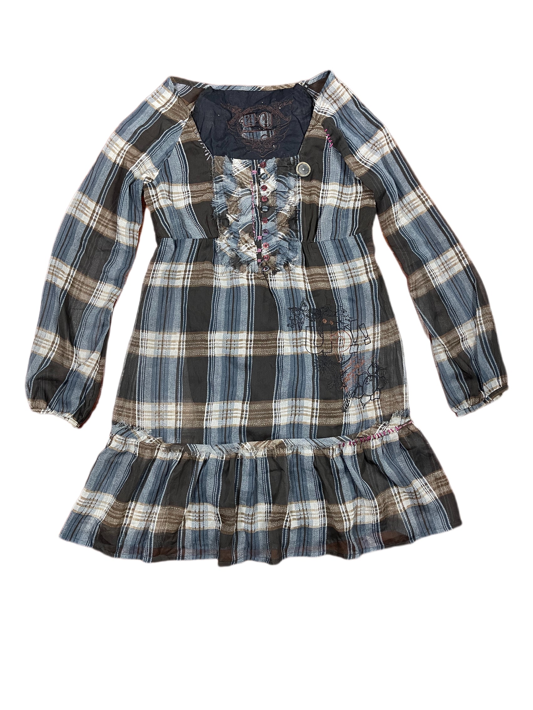 Y2k Desigual Long Sleeve Dress Black Gray - XL