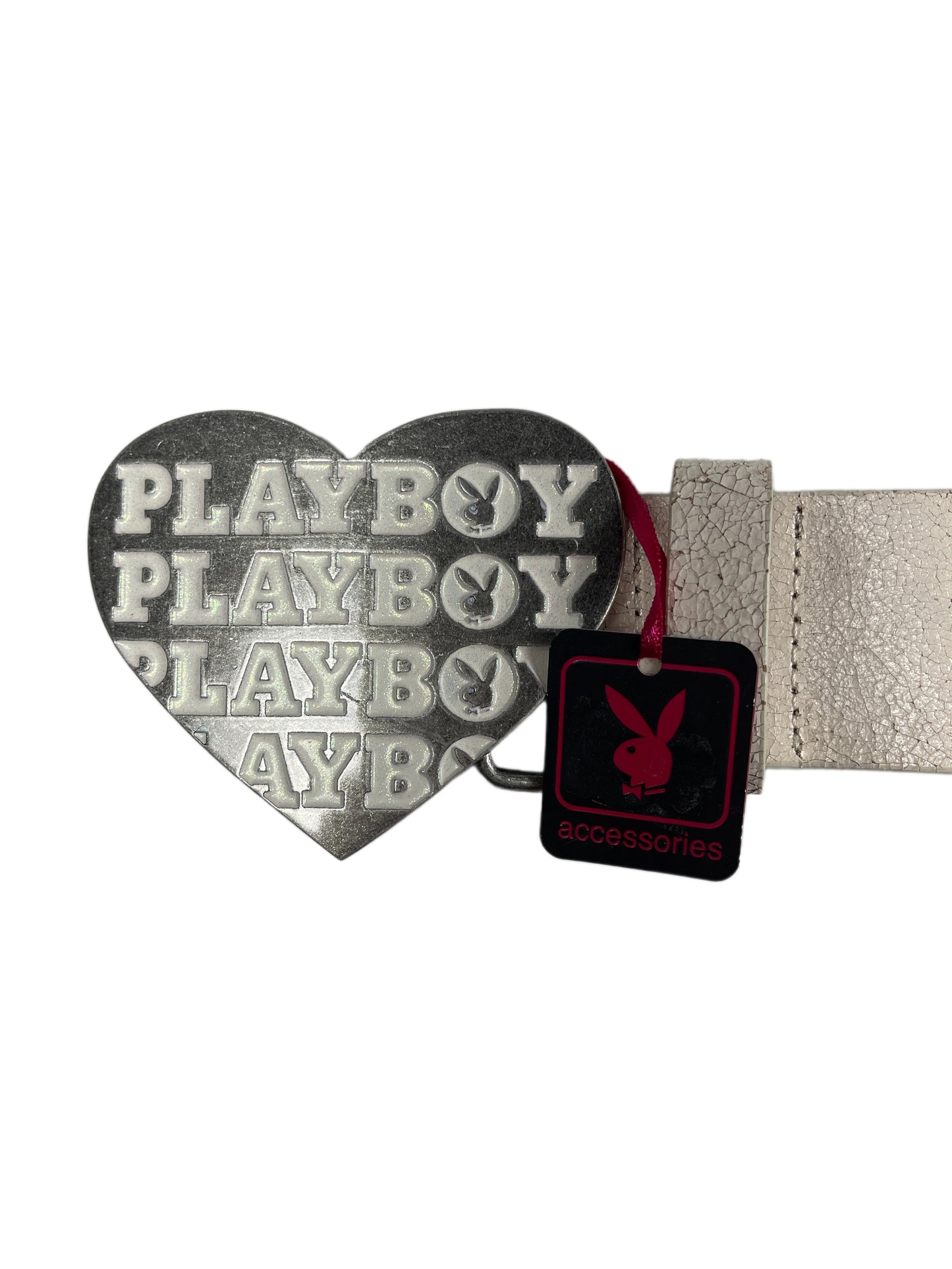 Y2k Playboy Leather Plug In Belt White 2004
