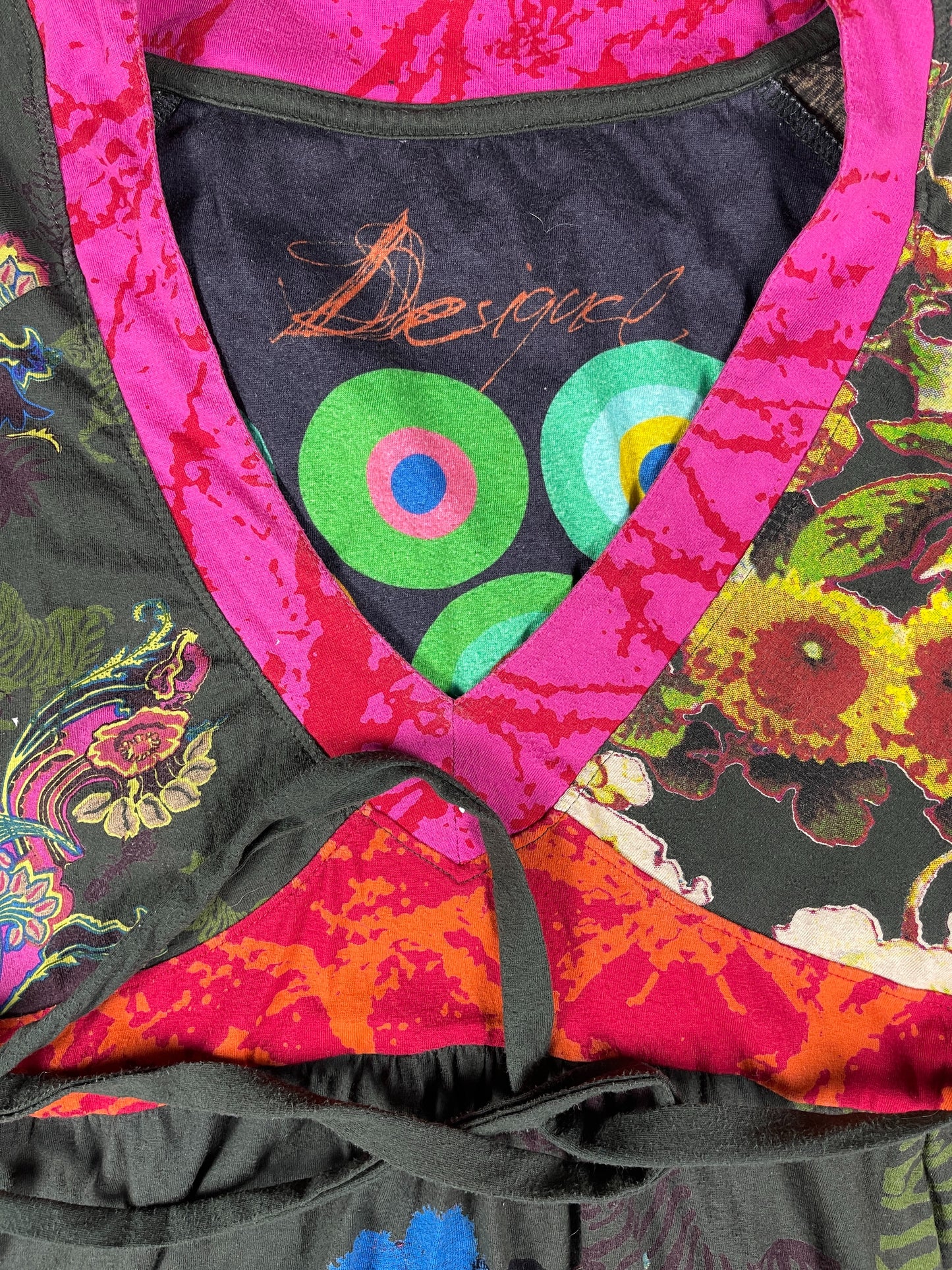 Y2k Desigual Short Sleeve Dress Multicolor - XL