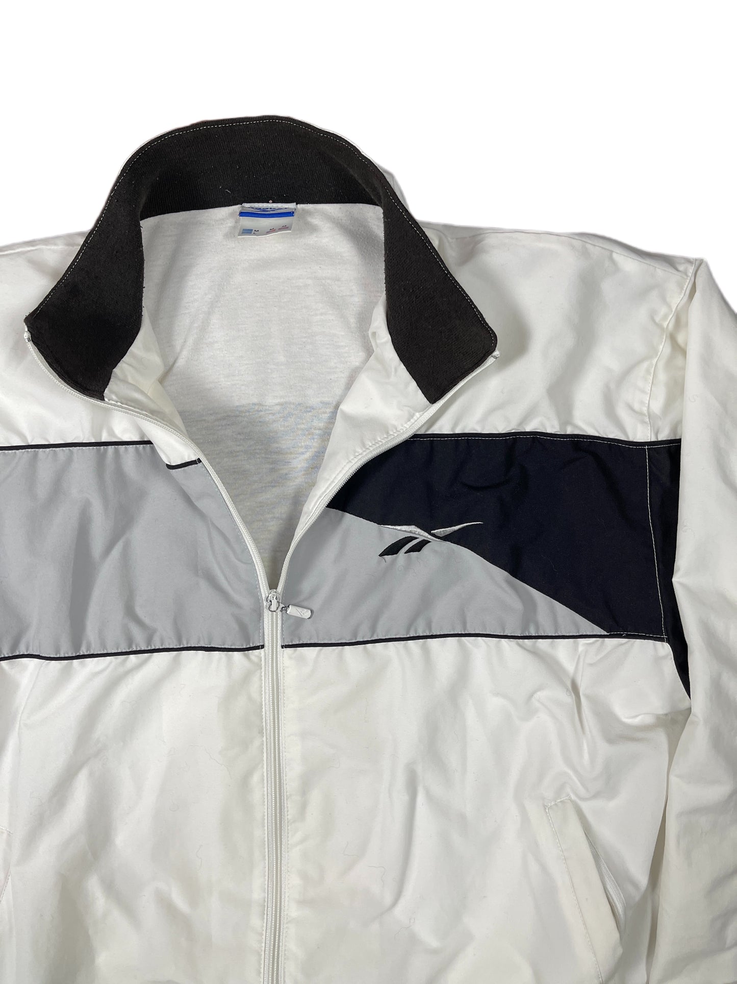 Y2k Reebok Sport Jacket White Gray - M/L
