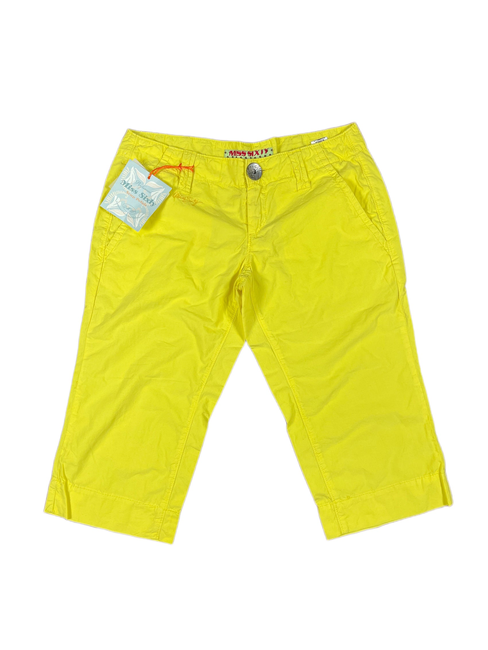 Y2k Miss Sixty Low Waist Deadstock Shorts Yellow - S/M