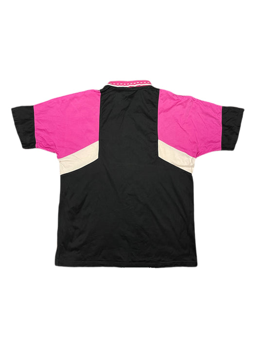 Vintage 80s Nike Polo Shirt Black Pink - XL
