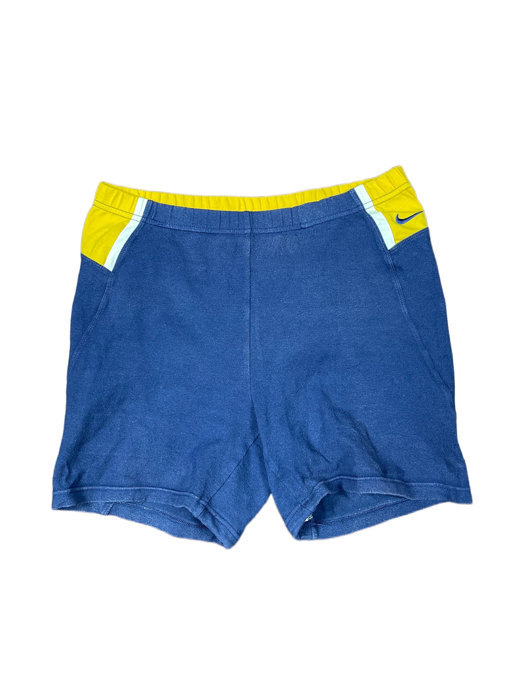 Vintage Nike Sport Shorts Navy Yellow - S