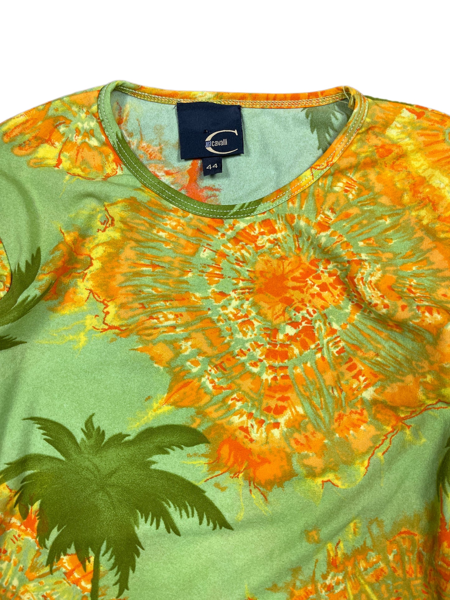 Y2k Just Cavalli Long Sleeve Top Green Multicolor XXL