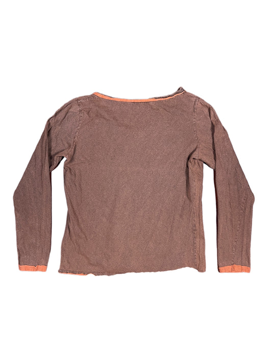 Y2k Pou Nou Long Sleeve Top Brown Orange - M
