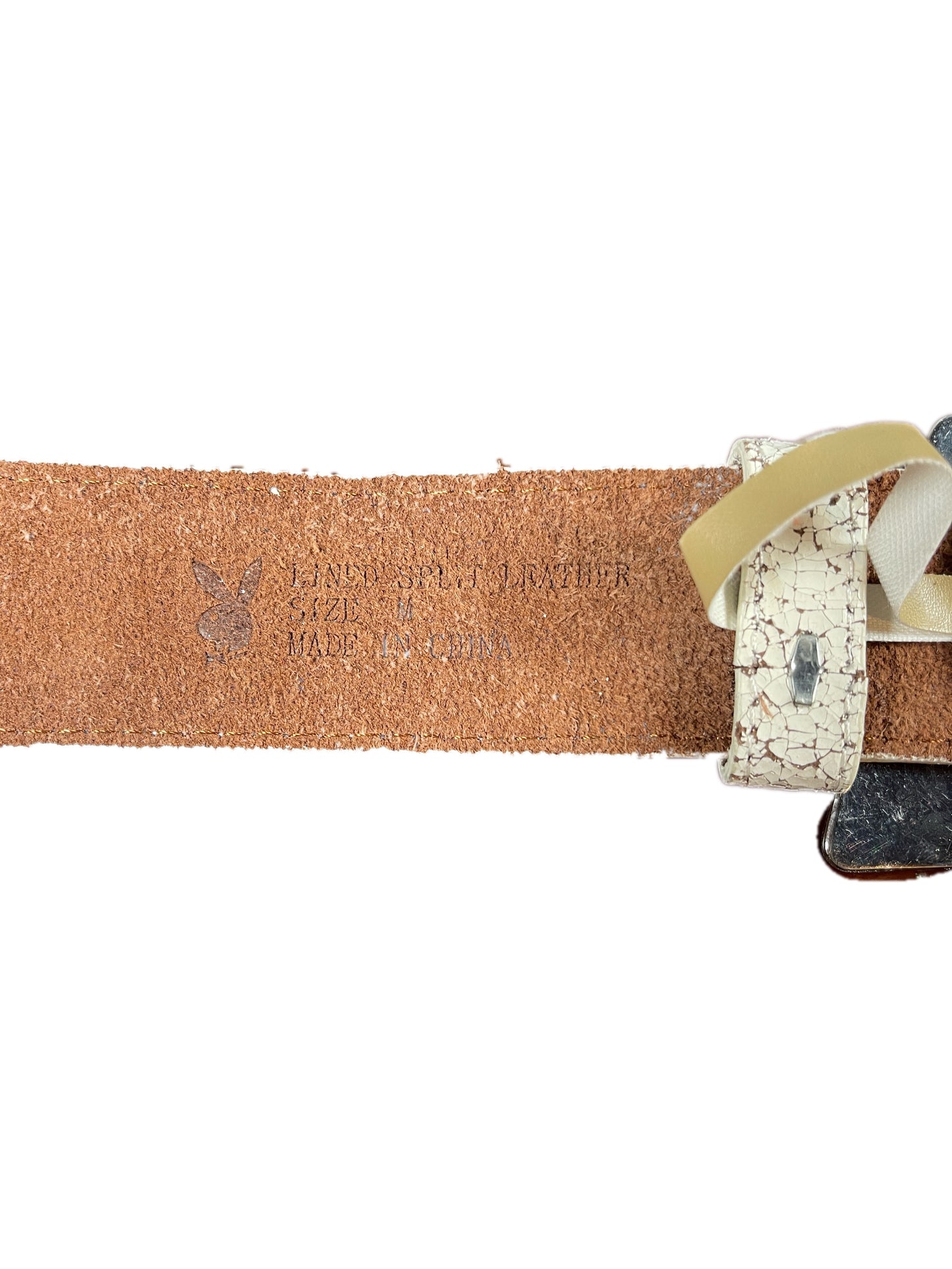 Y2k Playboy Leather Belt White Pink 2004