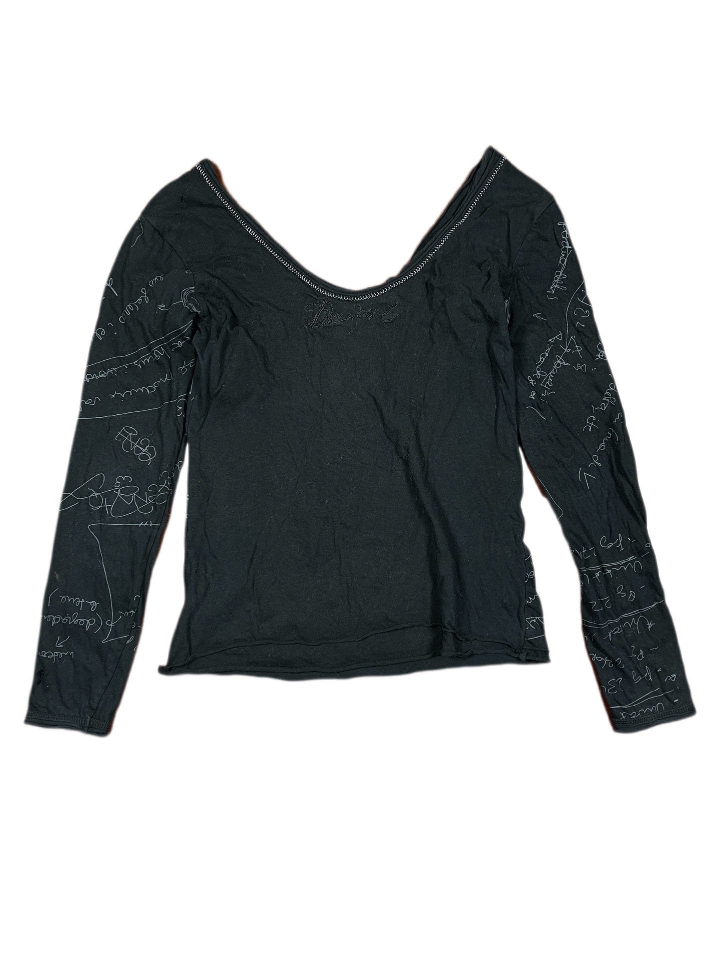 Y2k Desigual Long Sleeve Top Black - M
