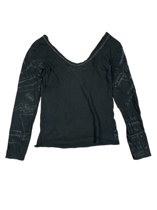 Y2k Desigual Long Sleeve Top Black - M