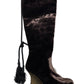 Y2k Victorio & Lucchino Knee High Velvet Brown Boots - 36