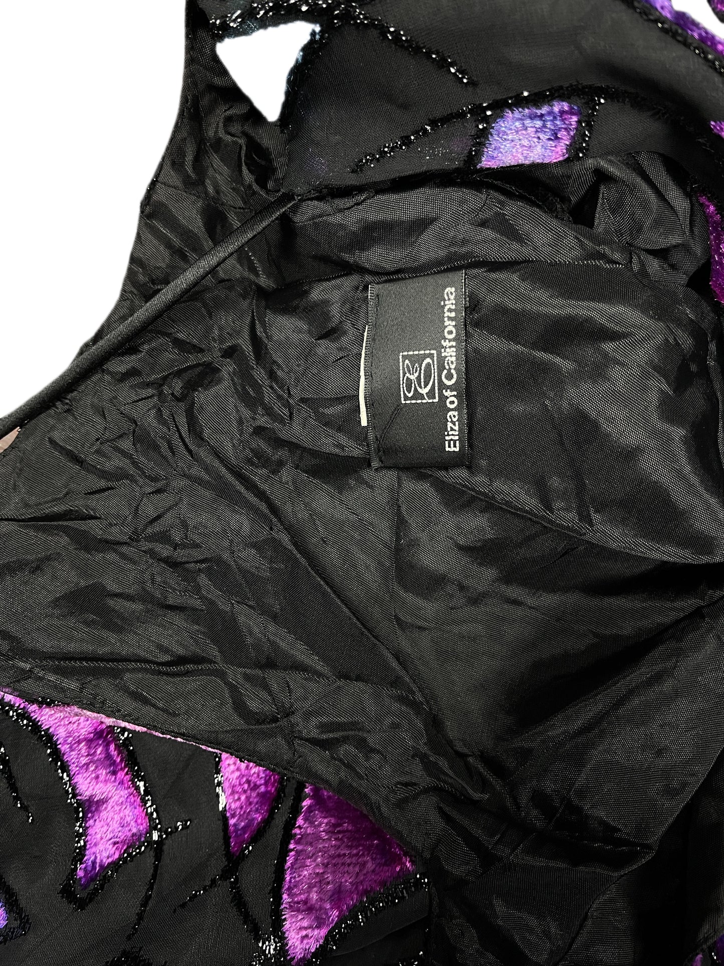 Y2k Eliza of California Sleeveless Dress Black Purple - M/L