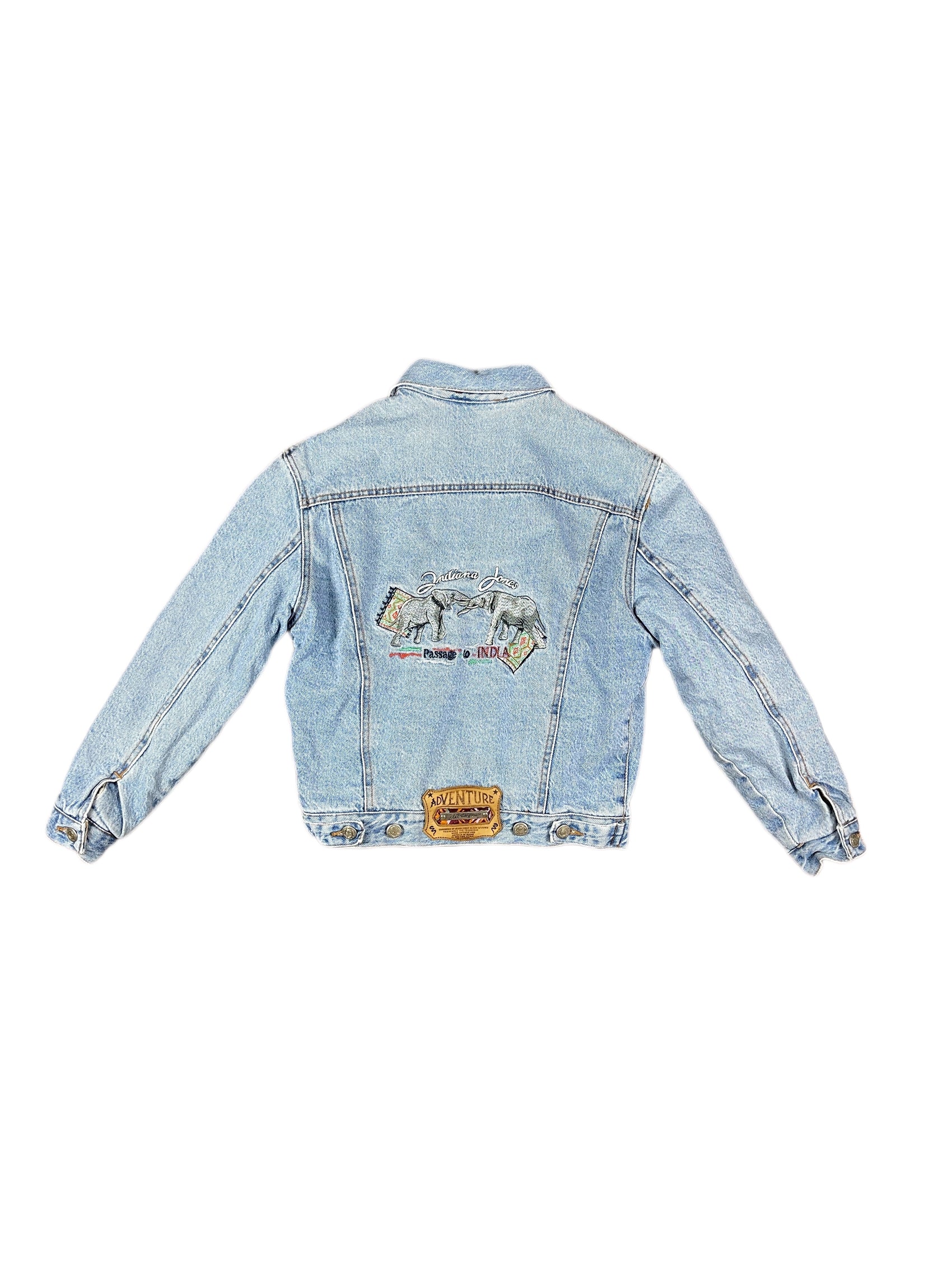 Vintage 1989 Indiana Jones Denim Jacket Passage to India Blue - XS