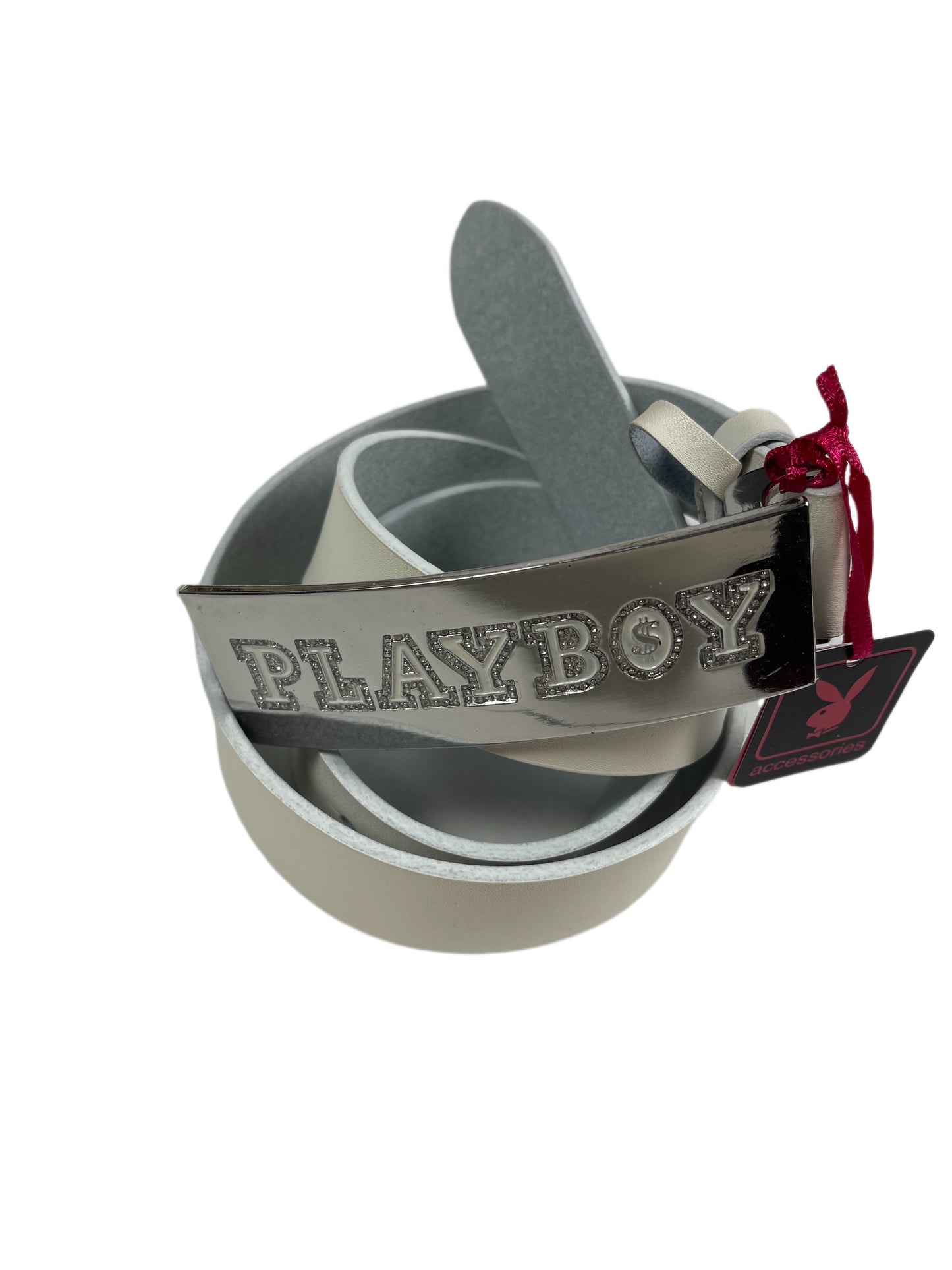 Y2k Playboy Leather Plug In Belt White 2004
