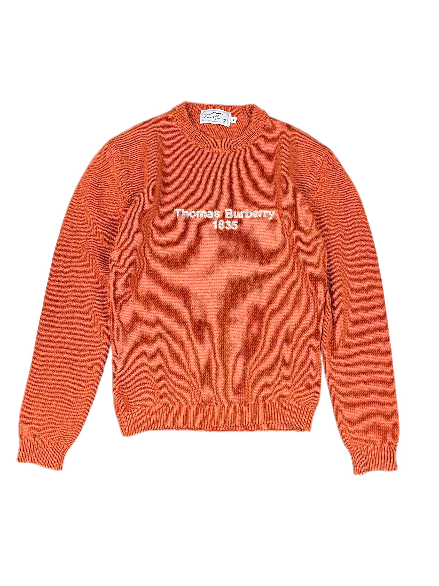 Vintage Thomas Burberry Knitted Sweatshirt Orange - M