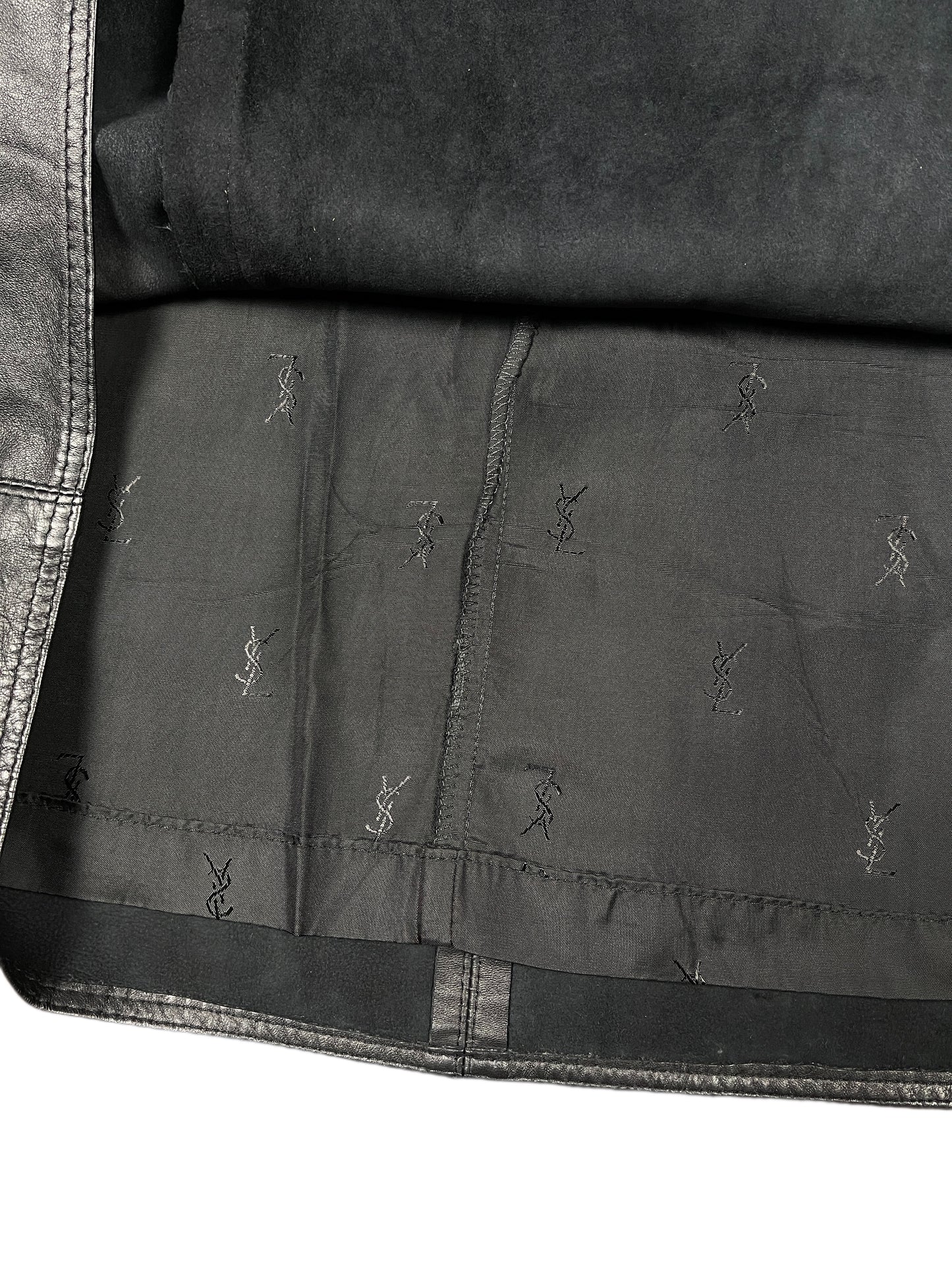 Vintage Yves Saint Laurent Leather Skirt Black - L