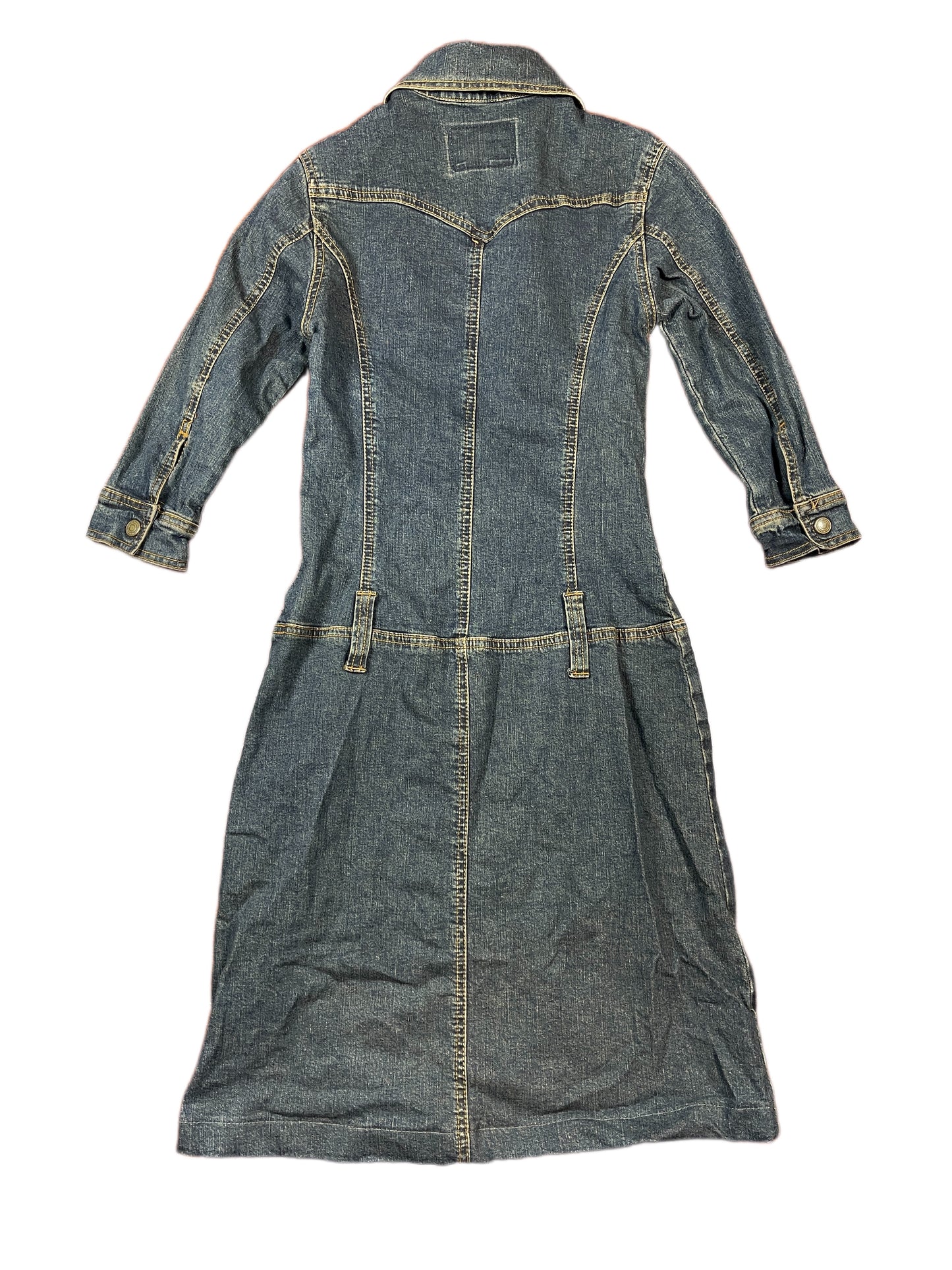 Y2k Short Sleeve Denim Dress Blue S
