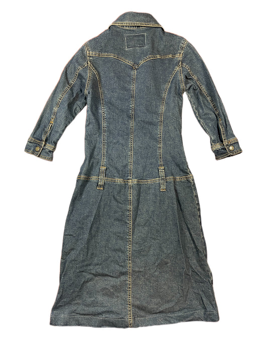 Y2k Short Sleeve Denim Dress Blue S