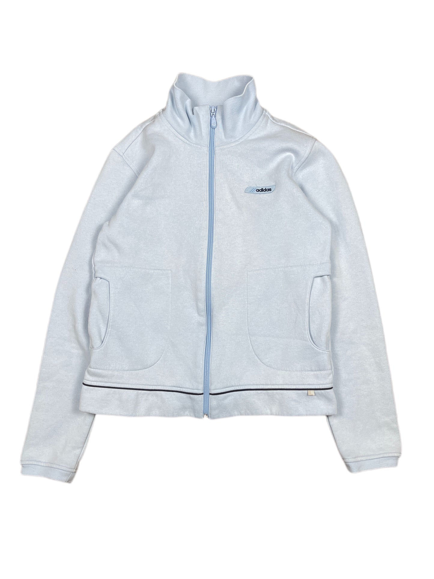 Vintage Adidas Zip Sweatshirt Baby Blue - S
