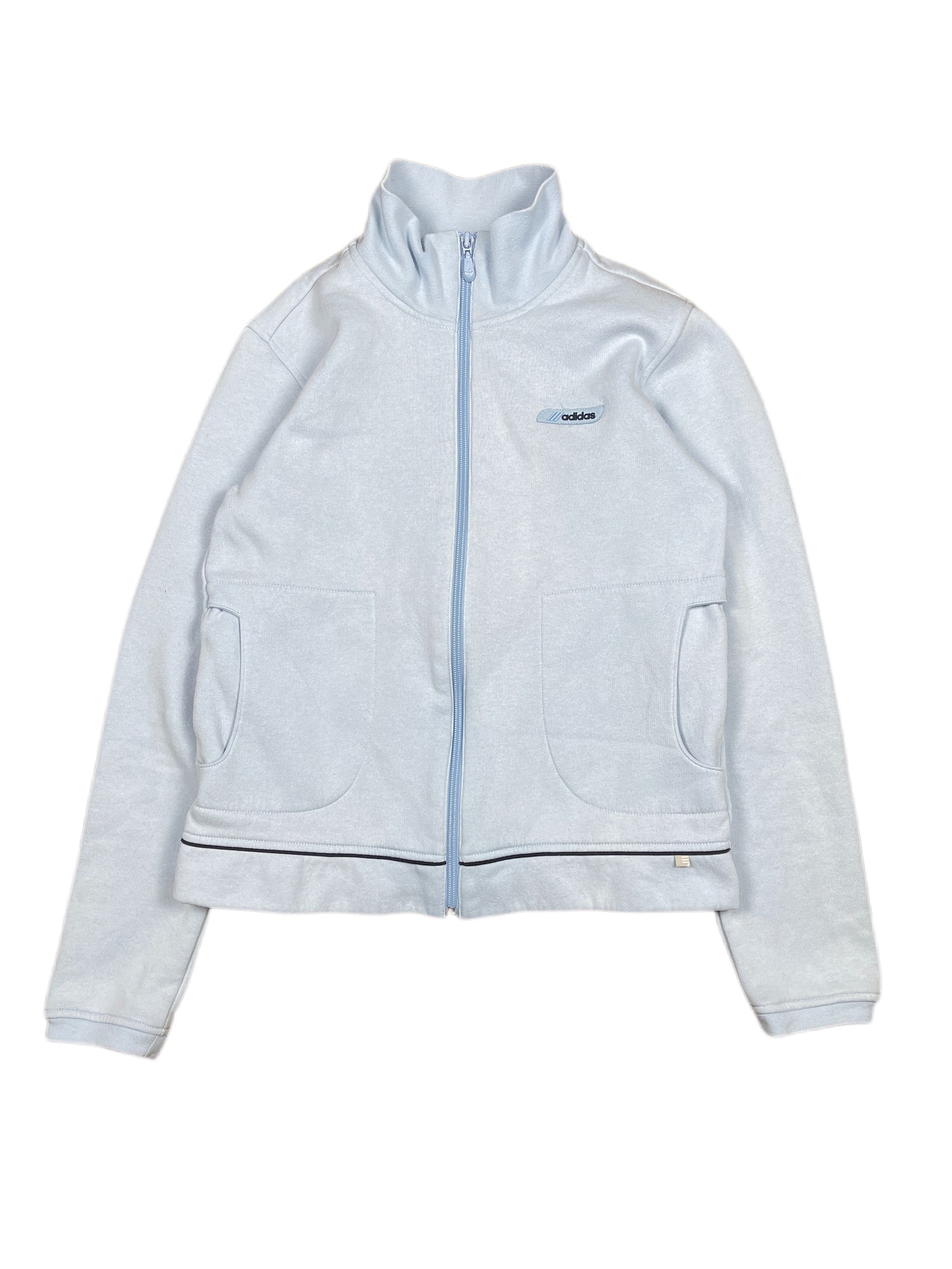 Vintage Adidas Zip Sweatshirt Baby Blue - S