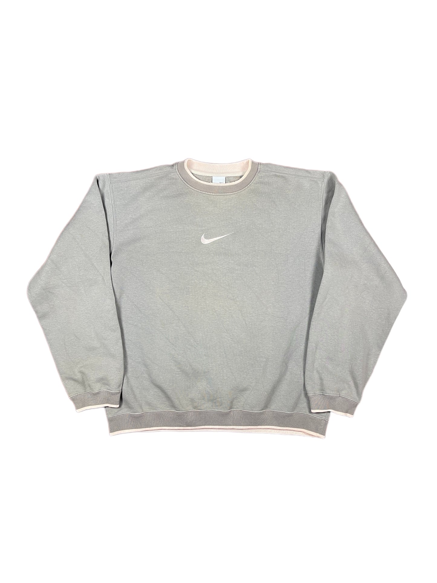 Vintage 2000s Nike Sweatshirt Middle Swoosh Gray - L