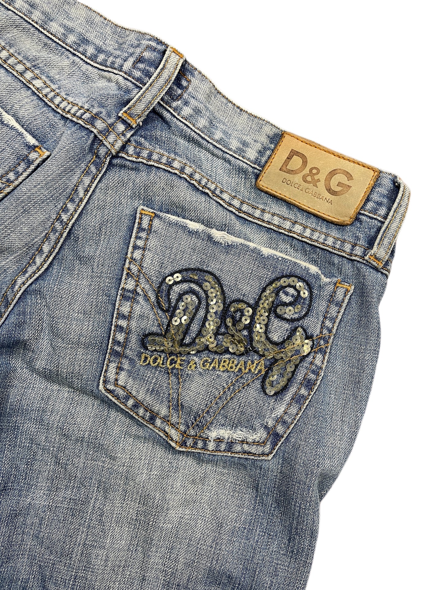 Y2k Dolce & Gabbana 2000s Bootcut Low Waist Denim Pants Blue - S/M