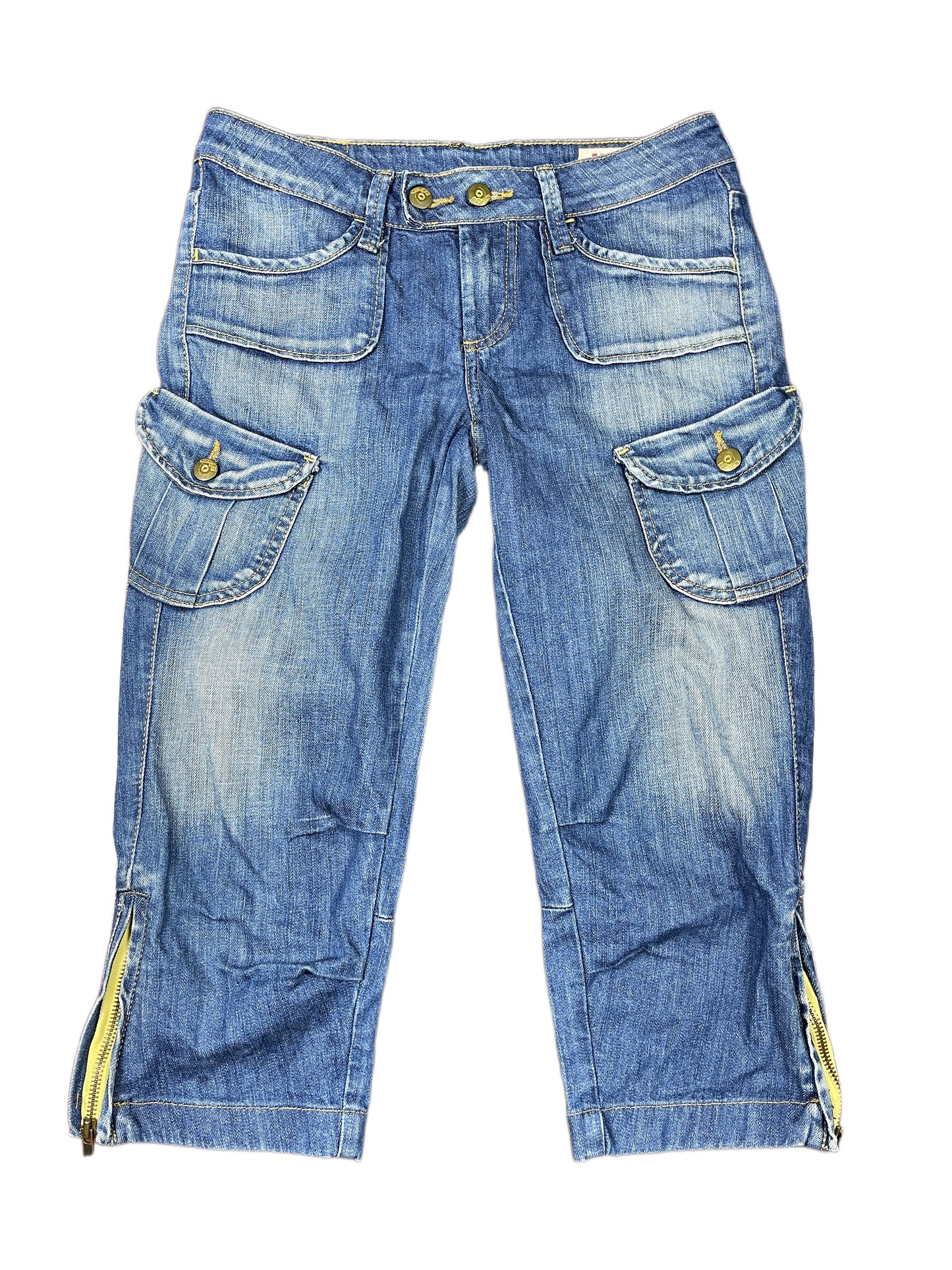 Y2k Mustang Low Waist Denim Capri Pants Blue - S/M