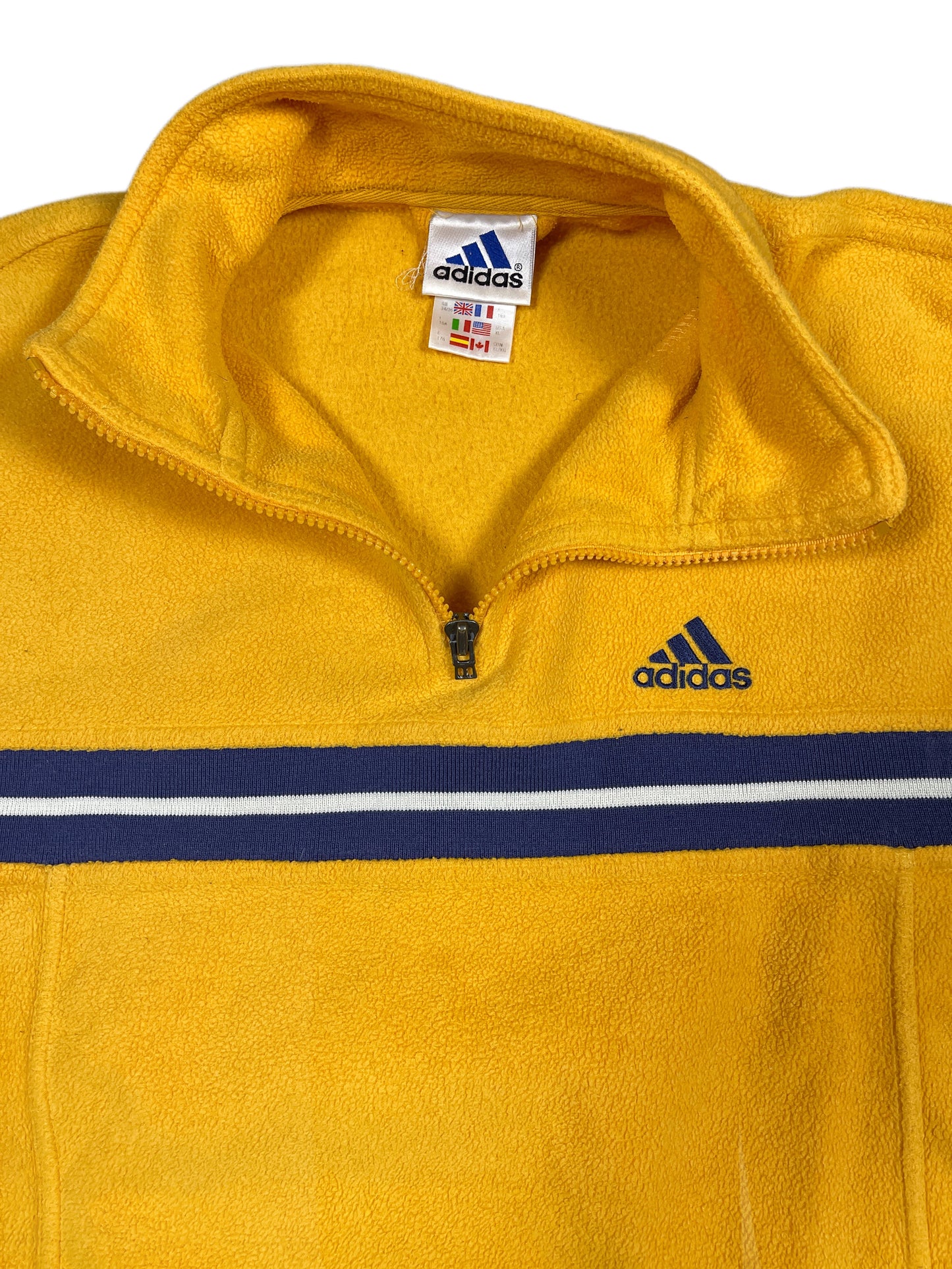 Vintage Adidas 1999 Fleece Zip Sweatshirt Yellow - M