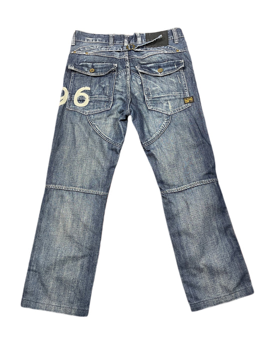 Y2k G-Star Raw Low Waist Bootcut Denim Pants Blue - L