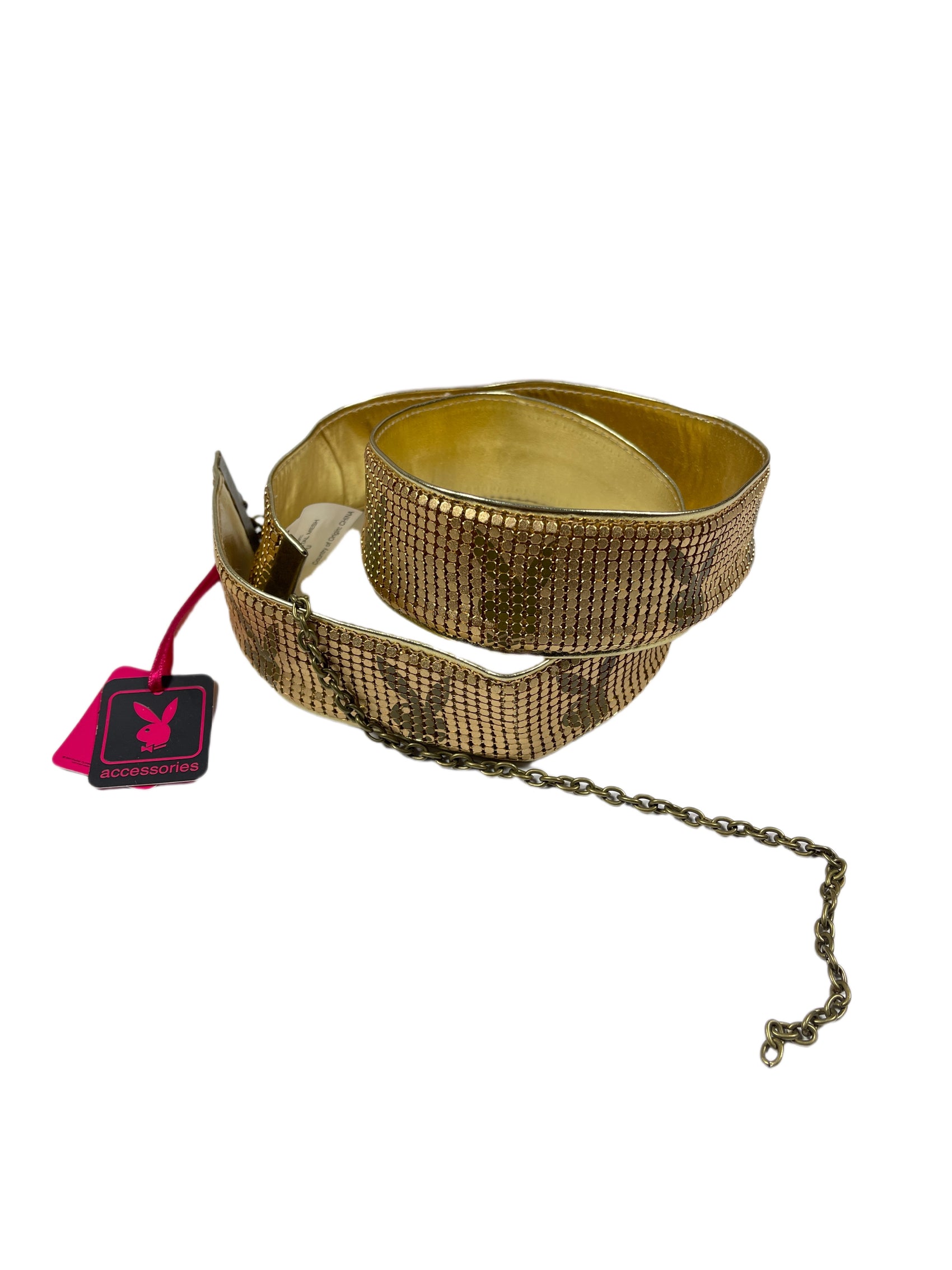 Y2k Playboy Mesh Belt Gold 2004