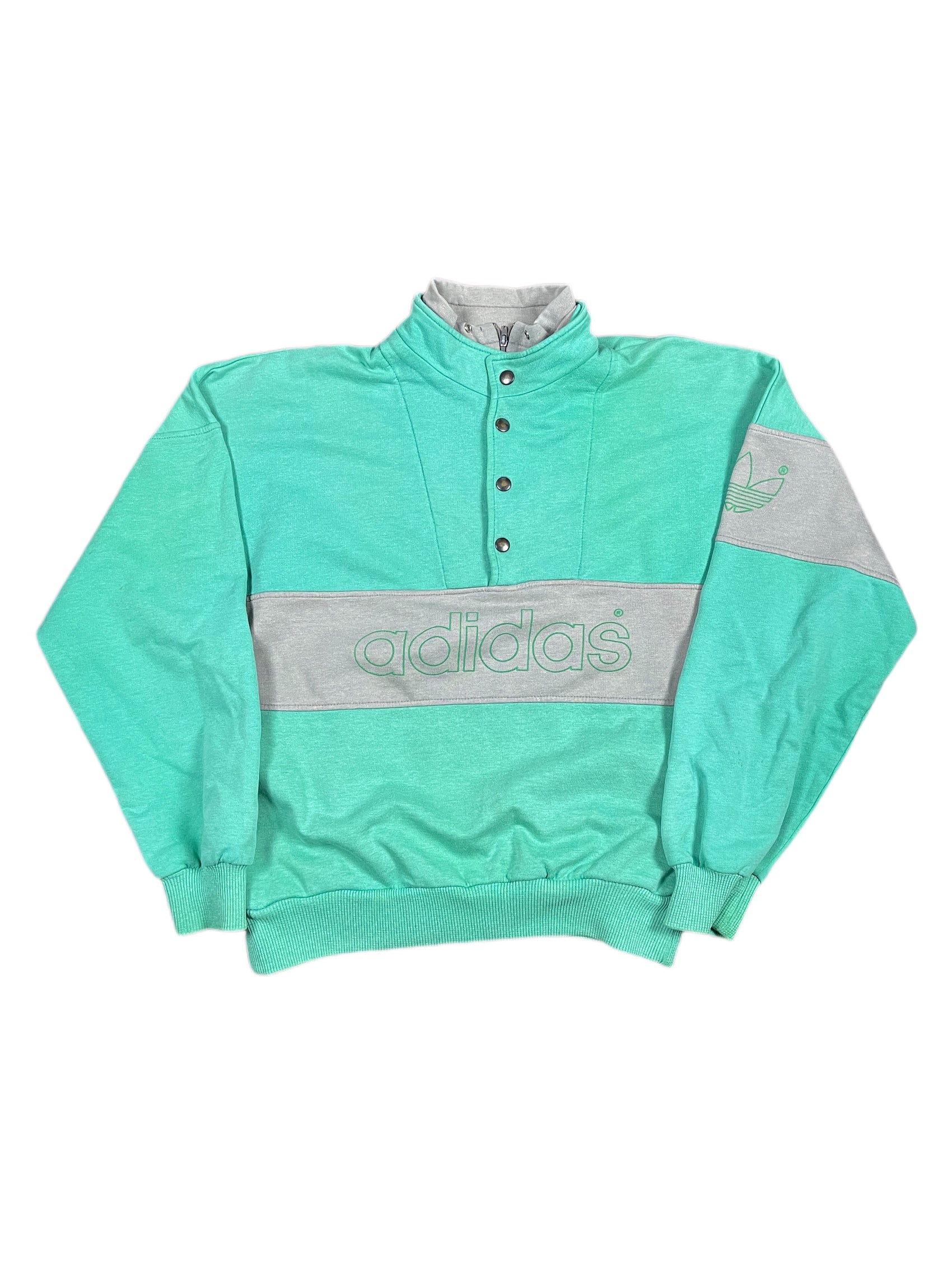 Vintage 1980s Adidas Sweatshirt Mint Green S