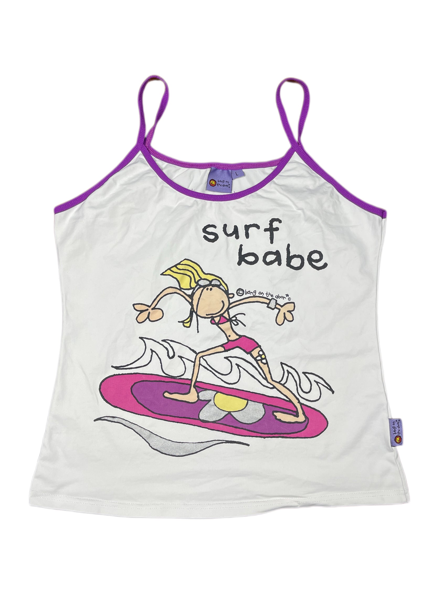 Y2k 2005 Bang on the Door Sleeveless Surf Top White Purple - L