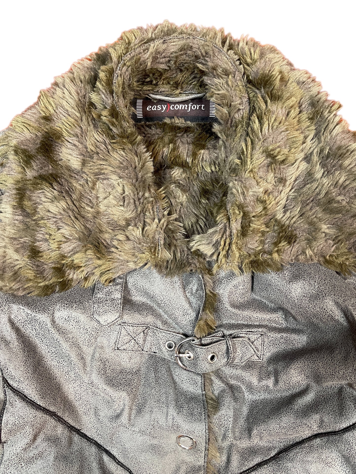 Y2k Easy Comfort Faux Fur Jacket Gray - XL
