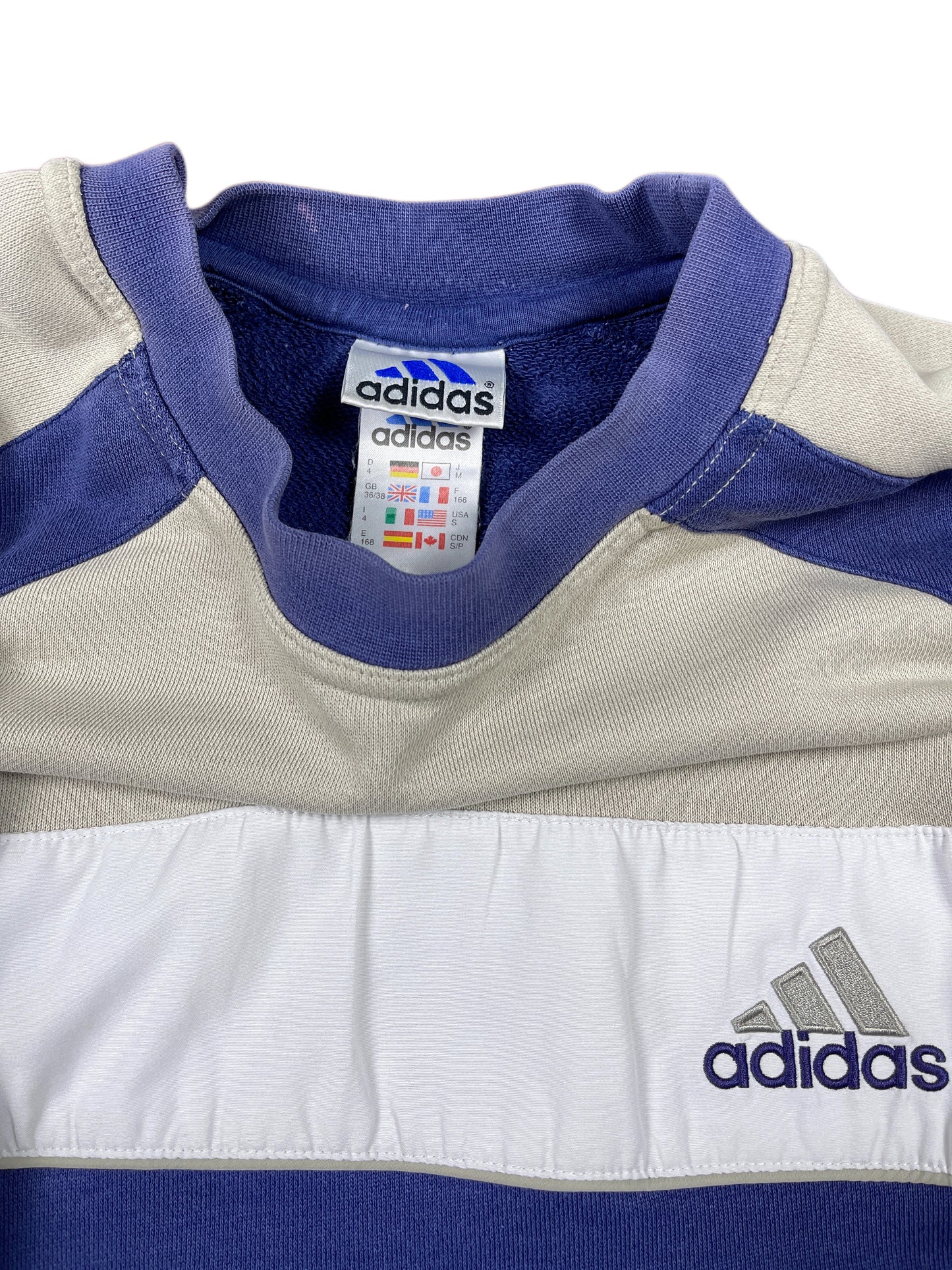Vintage Adidas 2000 Sweatshirt Gray Navy - S