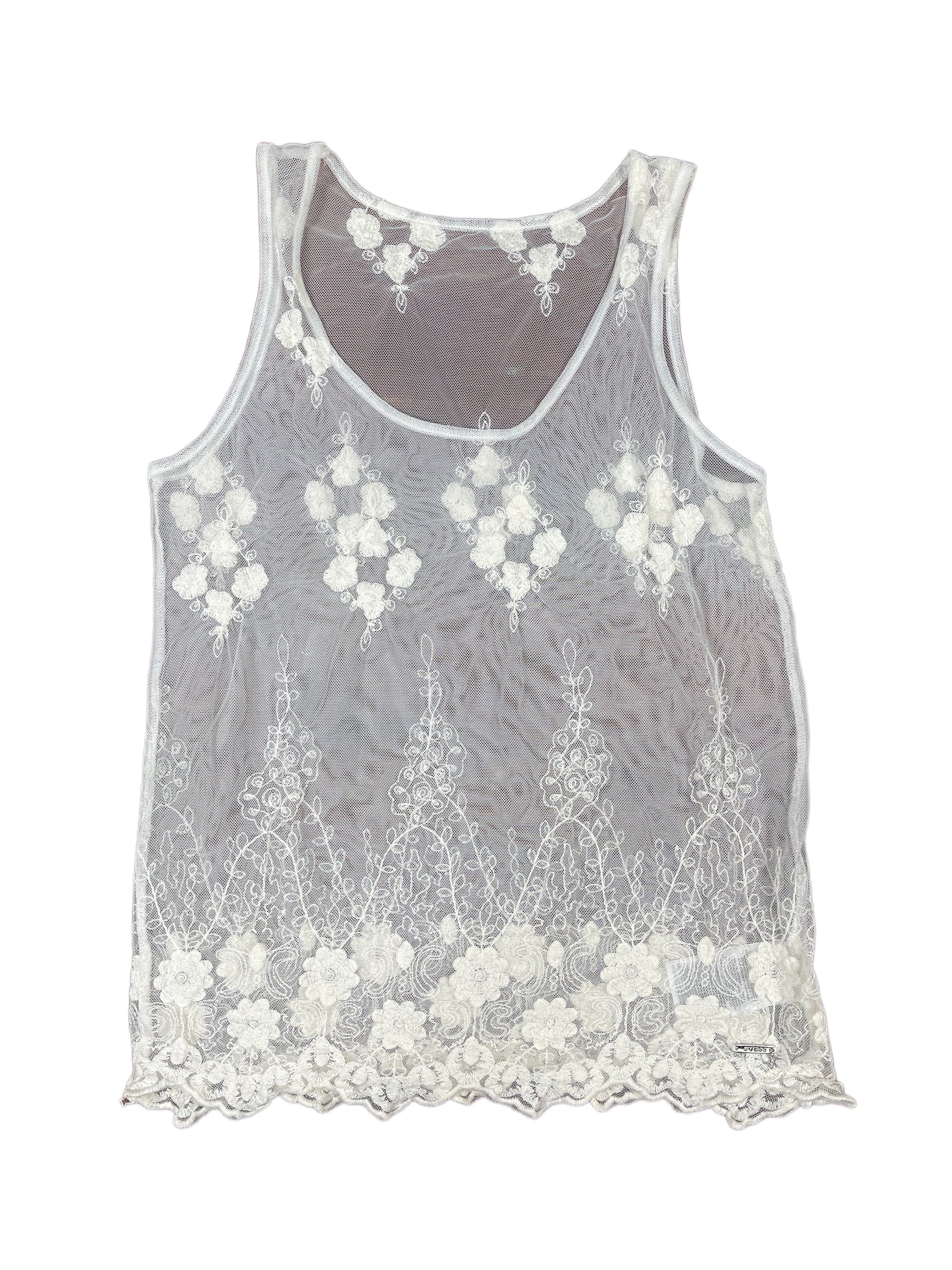 Y2k Guess See Through Sleeveless Top White - S