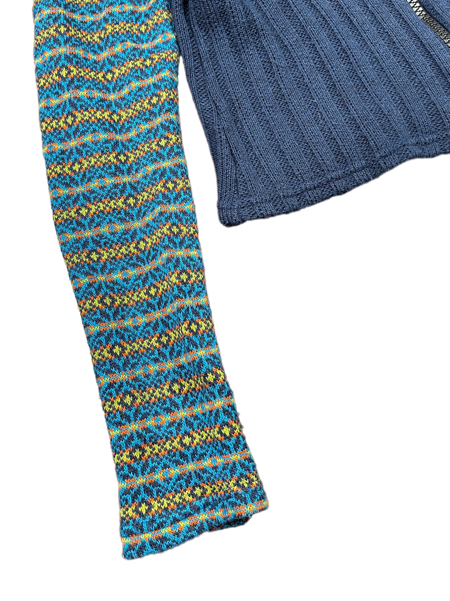 Y2k Cannibal Zip Through Knitted Hoodie Blue XS