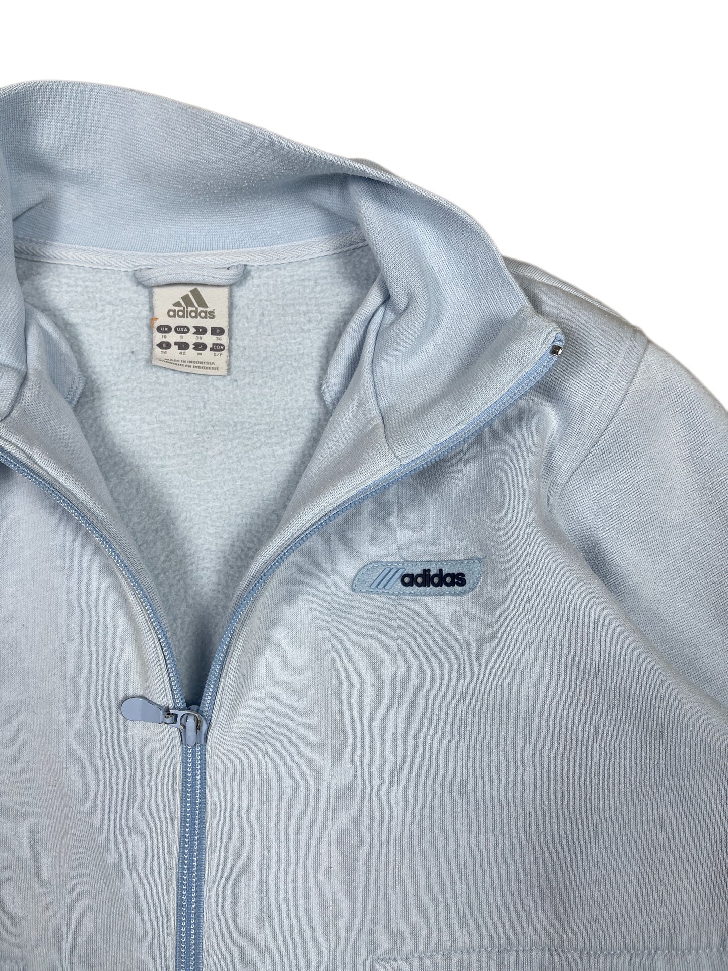 Vintage Adidas Zip Sweatshirt Baby Blue - S