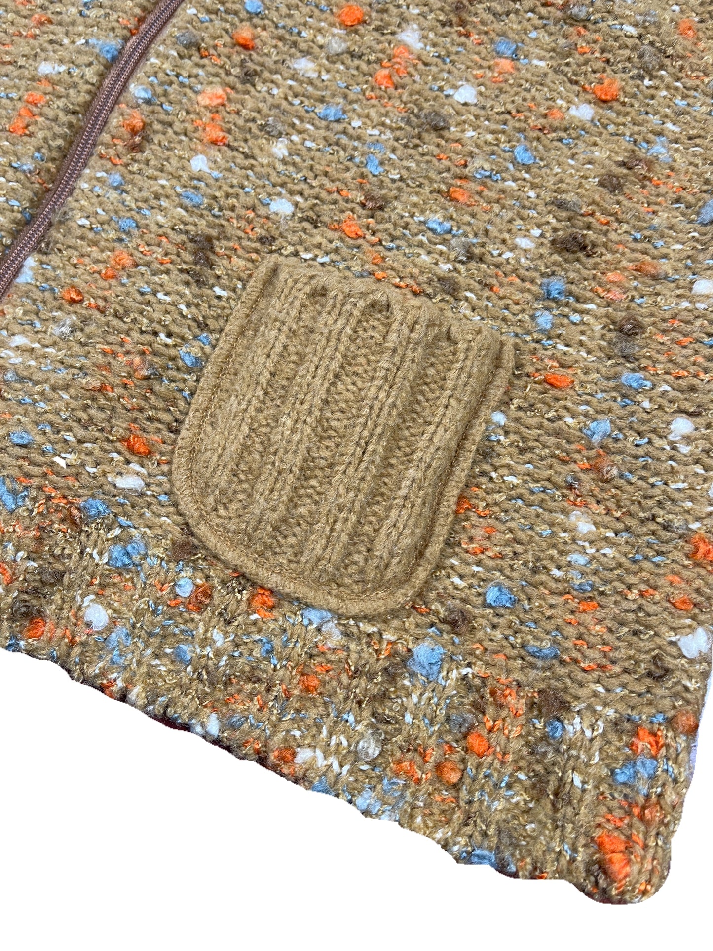 Vintage Turtleneck Knitted Zip Sweatshirt Brown Orange - L/XL