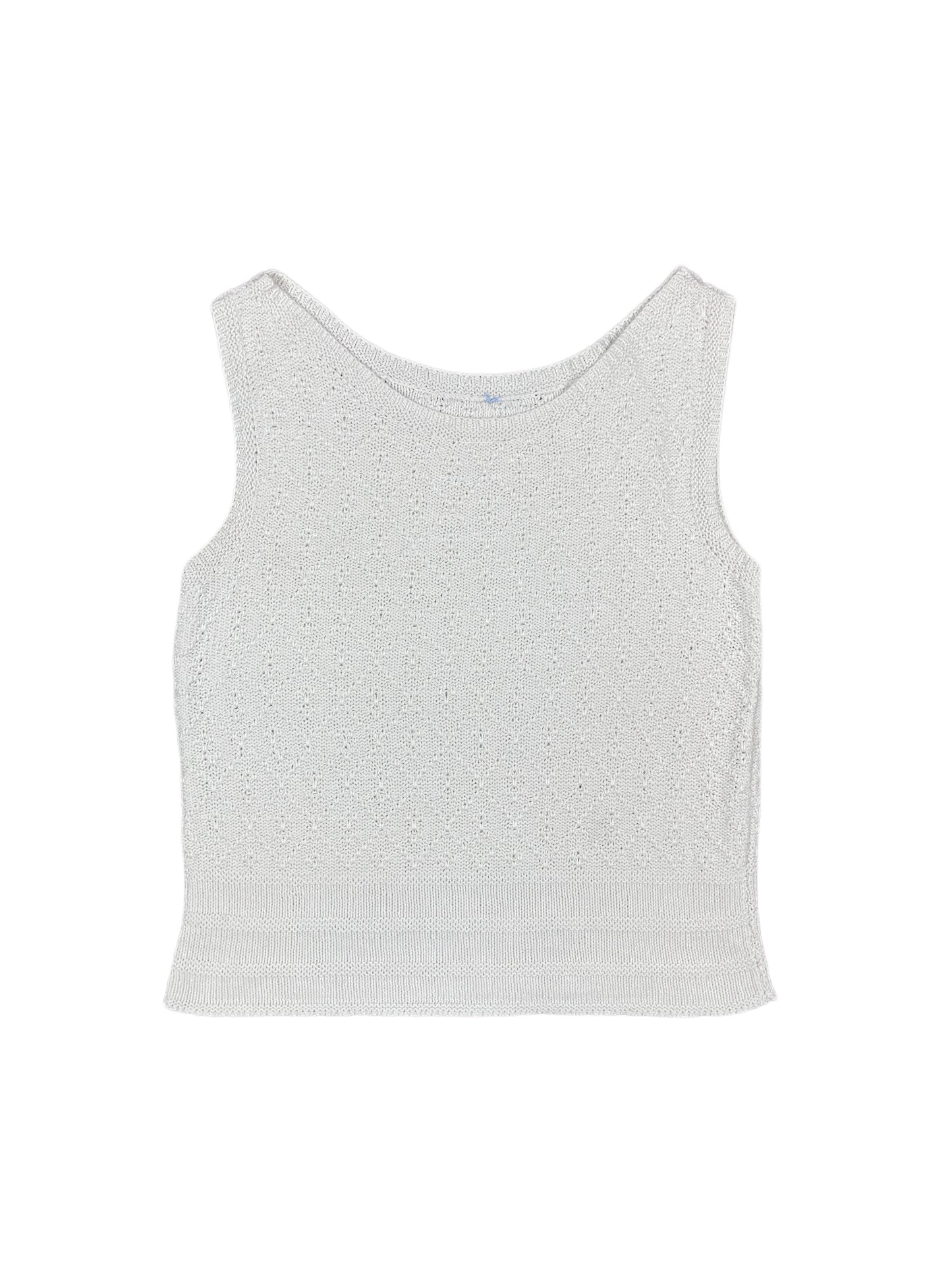 Vintage Knitted Sleeveless Top White - M
