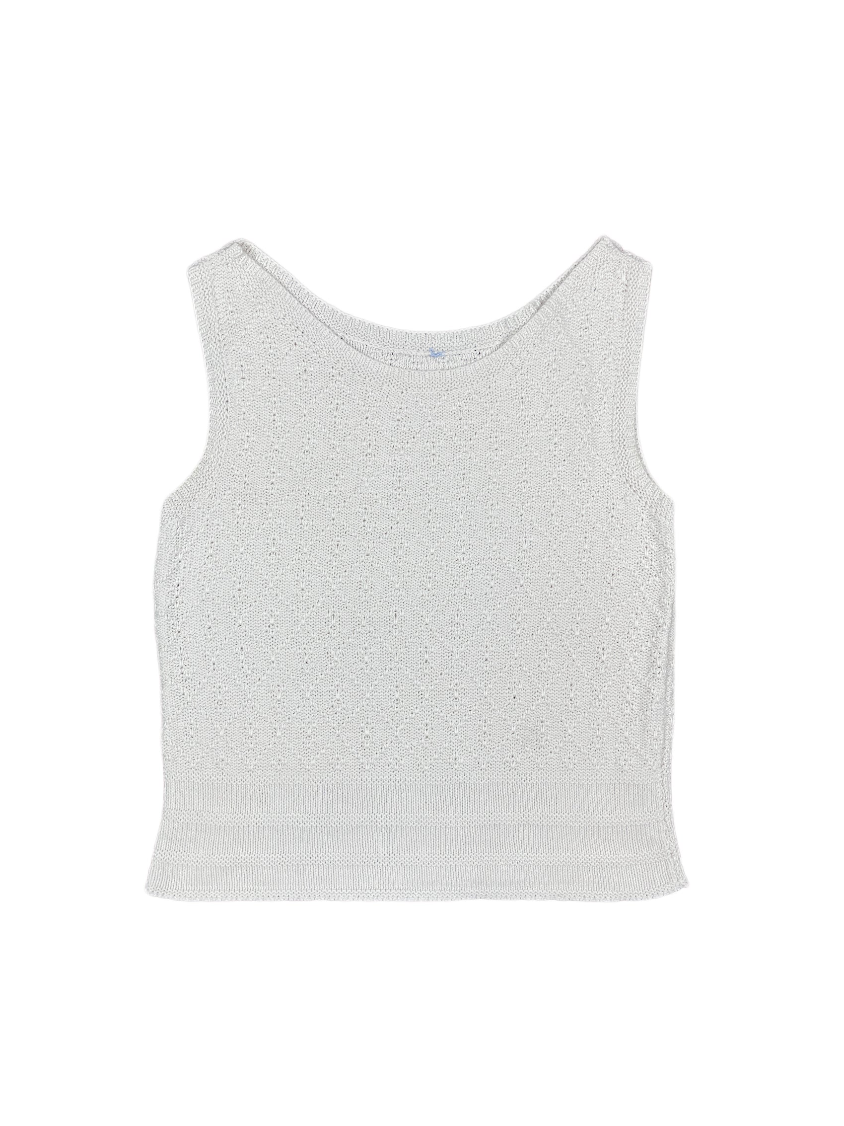 Vintage Knitted Sleeveless Top White - M