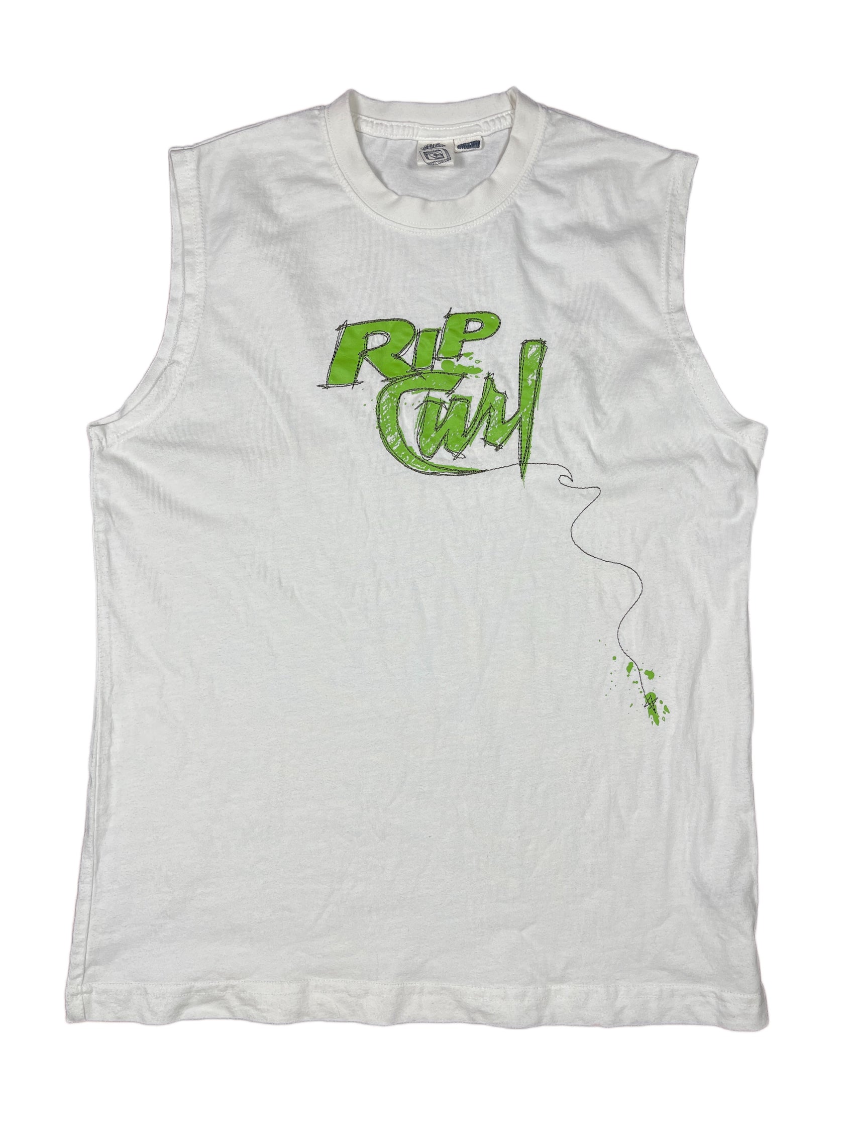Y2k Rip Curl Tank Top White Green - XS