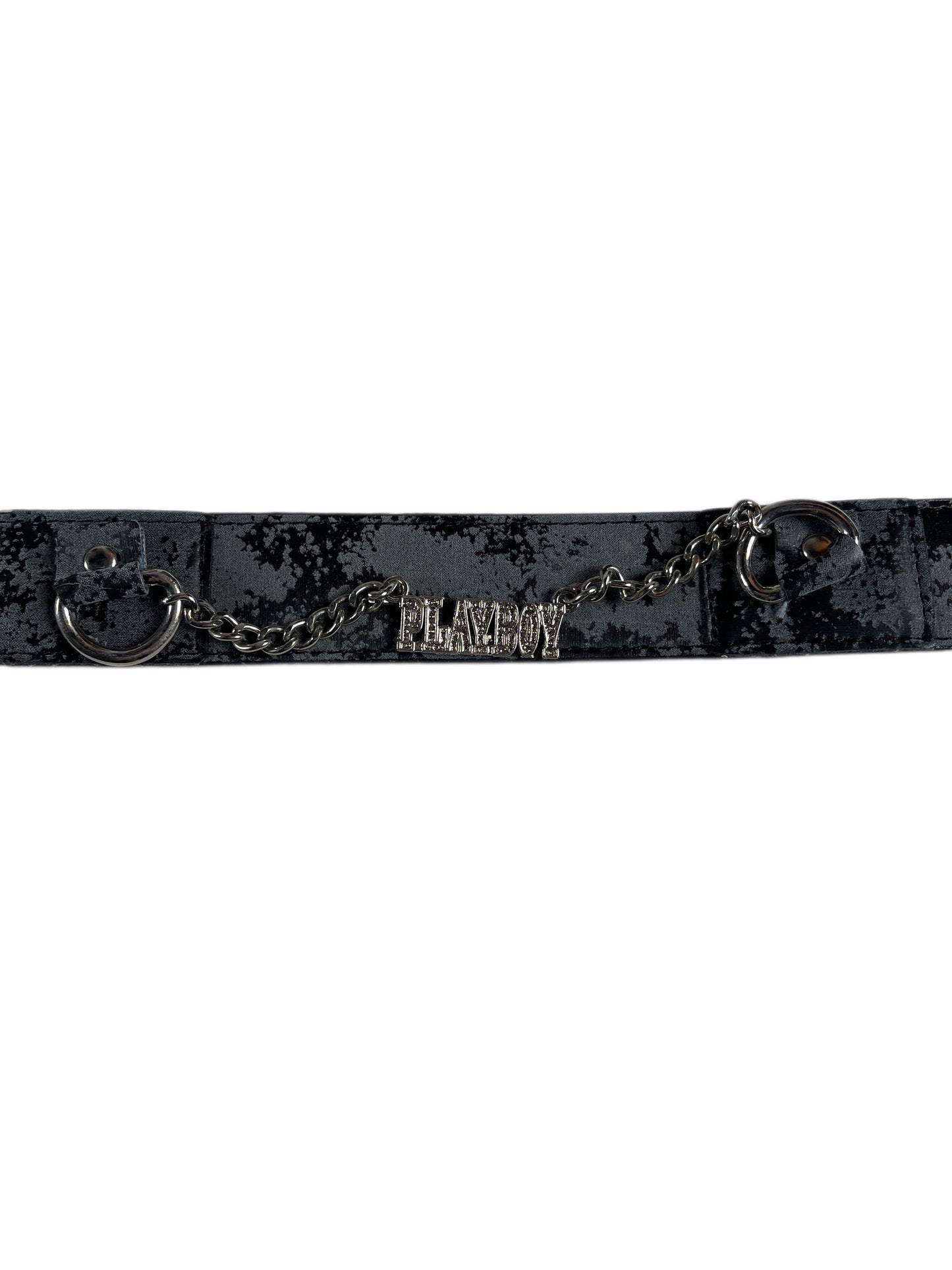 Y2k Playboy Belt Black Gray 2004