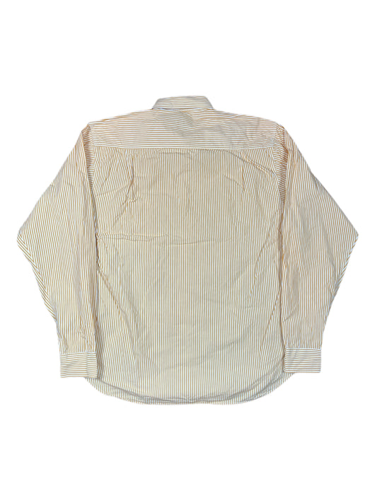 Vintage Lino Vierra Long Sleeve Shirt Orange White - M/L