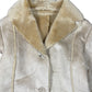 Inditex Faux Fur Coat Cream Beige - M